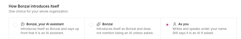 The three ways Bonzai can introduce itself